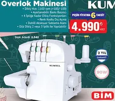 KUMTEL OVERLOK MAKİNESİ fiyat ve kampanya bilgisi